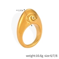 Gold plated geometric ring with eye motif and white zircon stone in size 6/7/8 - US 6 / Evil Eye Embossed Ring (A589) / Gold