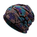 Etnische gebreide muts met vintage bloemenpatroon in blauwgroen en paars voor dames - M (56-58cm) / Boheemse Vintage Print (1#)