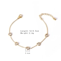 Elegant gold-plated chain bracelet with five heart-shaped cubic zirconia stones - Heart Zirconia
