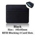 Slim black PU leather card holder with RFID protection and four vertical card slots - 102x82mm / RFID 4 Slots / Black