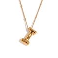 Balloon style letter I pendant necklace in 18K gold plated finish on white background - Gold - Letter I