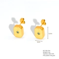 Gold plated stainless steel rectangular stud earrings set with a vibrant blue zircon stone - Square (599-05A) / Square Earrings (Blue Rhinestone - 18K Gold Color)