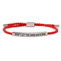 Adjustable red rope bracelet featuring silver bar with inspirational quote engraving - Red Silver Style (JS-B25111503A)