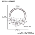 Titanium alloy nose ring with 5A zircon inlay, featuring seamless design and 1.2cm height - Cluster Star Style (T006) / Steel