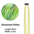 Fluorescent yellow tinsel hair extension with black clip and detailed shiny texture - Neon Yellow