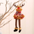 Kerst pluche rendier met lange benen en sjaal hangend aan een houten takje - Eland