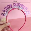 Serre-tête anniversaire rose avec lettres pailletées violettes et glands argentés - Rouge Rose