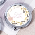 Silver folding makeup mirror with pink flower print and Not A Day Over Fabulous text - Specially For You