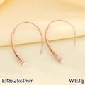 Minimalist rose gold curved hook earrings featuring elegant pearls on beige silk - Rose Gold (Pearl Style)