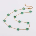 Elegant gold necklace featuring turquoise daisy flower beads and adjustable lobster clasp - Turquoise