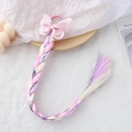 Élastique cheveux enfant avec nœud rose scintillant et tresse colorée pour filles - Tresse à Nœud Rose