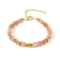 Bohemian beaded necklace with pink natural stone crystals and gold metal accents - Bracelet 5 (6mm)