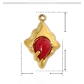 Detailed size parameters of 20x13mm for French sun natural stone fan-shaped pendant - YE103-Irregular Teardrop Gold Base Red Stone