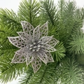 Fiore di stella di Natale traforato argento glitterato per decorare l'albero e ghirlande - Argento
