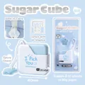 Mini blue and white square stapler with star pendant and size details for school - Sugar Cube Series / 10# Staples (Included 40) / Blue