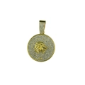 Iced out Leo zodiac lion head circle pendant in gold finish with white stones - Leo (Pendant Only) / Gold