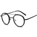 Monture de lunettes ronde en métal noir mat rétro avec double pont pour hommes et femmes - Monture noir brillant