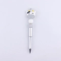 Detail of cute cartoon cow silicone bead design on a silver metallic ballpoint pen - Gray Cow Head