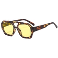 Retro double bridge sunglasses in tortoise frame with bright yellow tinted lenses - Tortoise Frame Yellow Lens