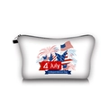 Detail of 4th July Independence Day pattern and black zipper on portable white cosmetic bag - Independence Day Fireworks Theme (jiaying61)