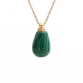 Detail of water drop malachite perfume bottle pendant with golden necklace chain - Malachite Perfume Bottle
