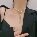 Punk style golden snake chain necklace with articulated segments and snake head clasp - Gold Pendant Necklace