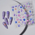 Autocollants nail art 3D relief océan avec coquillages et étoiles de mer colorées - Style Perle Coquillage Océan (CO-040)