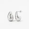 Polished silver teardrop stud earrings with smooth mirror finish and butterfly backs - Small (22.7mm x 13.5mm) / Small Silver (PDE1975)