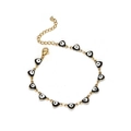 Pulsera de acero inoxidable dorado con dijes de ojo turco en esmalte blanco y negro - Negro