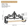 Vintage iron wall-mounted tissue holder with fleur-de-lis motif and wood rod - 7499 Paper Towel Holder (X-Large) / Bronze