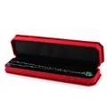 Red textured velvet necklace gift box with silver chain and green jade pendant - Necklace Box / Red With Black Interior