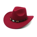 Dettaglio cappello cowboy in feltro bordeaux con fascia etnica in perline turchesi - M(56-58cm) / Borgogna