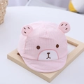 Berretto rosa neonato con orecchie da orsetto 3D e design ricamato con viso di orso - Circa 42cm (Neonato) / Rosa