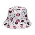 Off-white cotton sun hat for women featuring cute cherry prints and wide brim - Off-White Cherry Polka Dot Print (13)