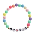 Detail of colorful acrylic beads bracelet featuring MY SIS letter charms for sisters - Round Bead - MY SIS