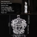 Nordic transparent glass candy jar with relief texture and lid, height 10.5cm - Rotating Pattern Storage Jar (RCTG1001)