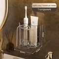 Transparent wall-mounted toothbrush holder with a drainage cup and storage compartment - 1 Piece / Clear