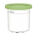 Clear ice cream pint container with light green lid and black Maxfill line indicator - Green Lid Ice Cream Pint / Green
