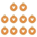 Set di 10 ciondoli a cuore arancione con bordo dorato per creazione gioielli fai-da-te - Giallo
