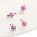 Set of four 4mm purple faceted natural stone pendants with gold metal ring findings - Purple Agate