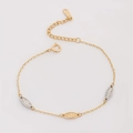 Dual-tone 925 silver leaf bracelet with gold plating and adjustable chain on grey background - 925 Silver / Gold and Silver