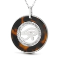 Silver Tree of Life necklace featuring tortoiseshell rim and Eye of Horus crystal center - Silver Tortoiseshell Rhinestone Eye Of Horus Style (KP44495-K)