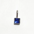 Silver pendant with square blue gemstone featuring minimalist metal setting on white background - Silver - September