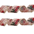 Ruban de Noël en lin de 3m avec camions rouges pour décoration de boîte cadeau festive - 1m Kaki (6,3 cm de large)