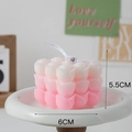 Pink and white gradient rose flower cube scented candle on white ceramic stand - Rose Cluster Style (Gradient Pink)