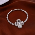 Macro shot of silver clover bracelet with cubic zirconia and rectangular cut stones - Silver Full Diamond Clover Bracelet