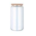 Sublimation 12oz mattiertes Glas mit Bambusdeckel und Glasstrohhalm auf weißem Grund - 16OZ Chamäleon - Blau