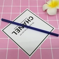 Reusable dark blue heat-resistant borosilicate glass straw on a pink grid background - 8*200mm / Deep Blue Straight