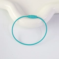 Bright blue plastic-coated wire keychain ring with anti-slip screw lock connector - Blue