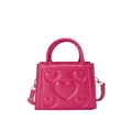 Sac à bandoulière magenta avec motifs cœurs en relief et bandoulière réglable - Rose rouge